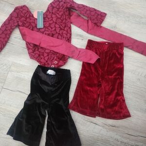 Red and Black Velvet Outfit Set